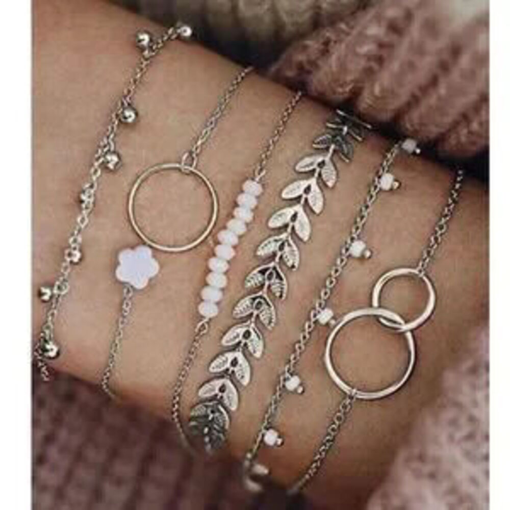 Boho Circle Flower Bead Bracelet Set